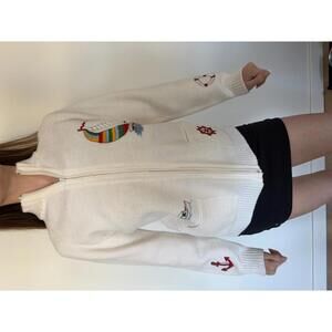 Nautical Sturdy High Collar Zip Up Knit Sweater